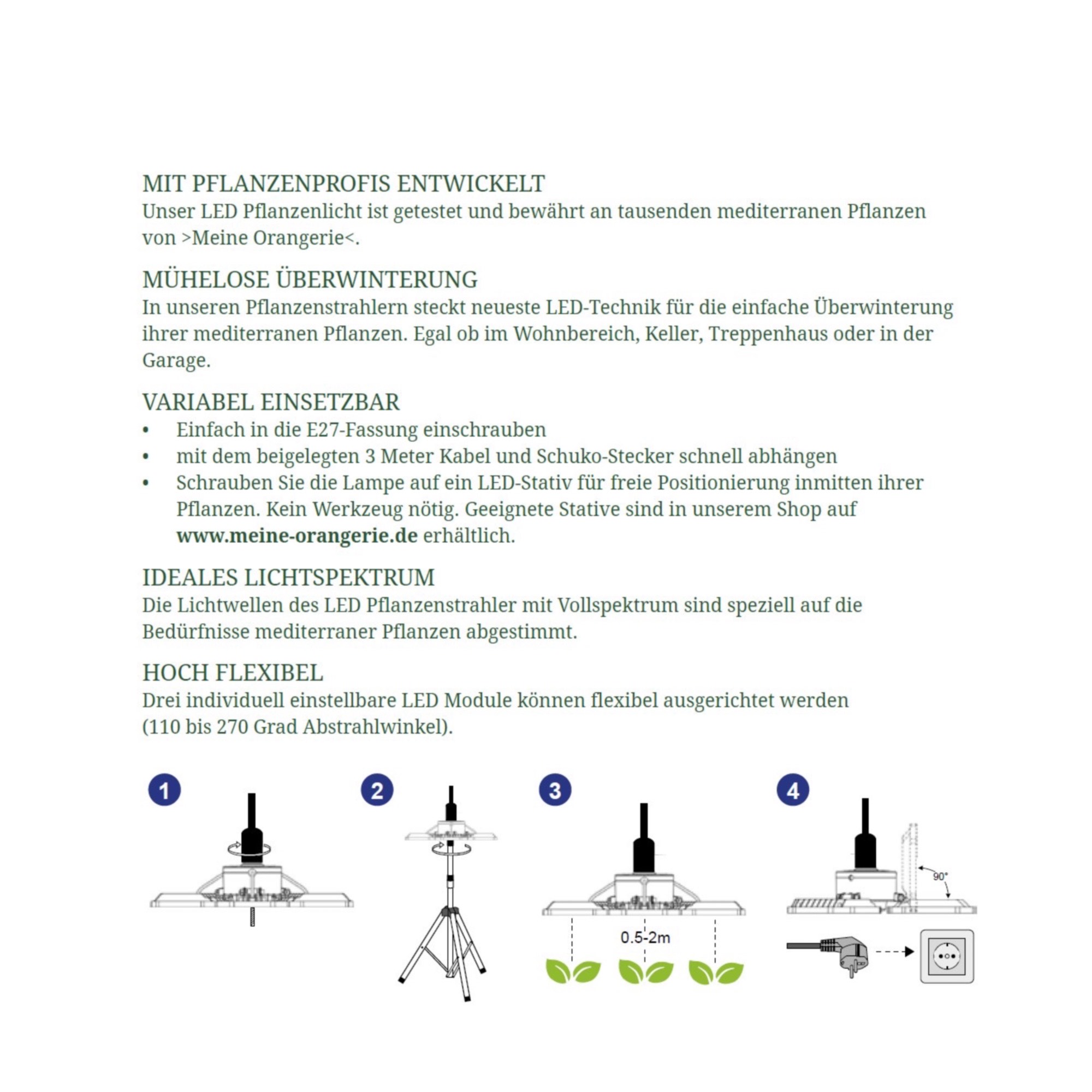 LED-Pflanzenlampe FLEX [100W] Vollspektrum: Zitruspflanzen-Überwinterung