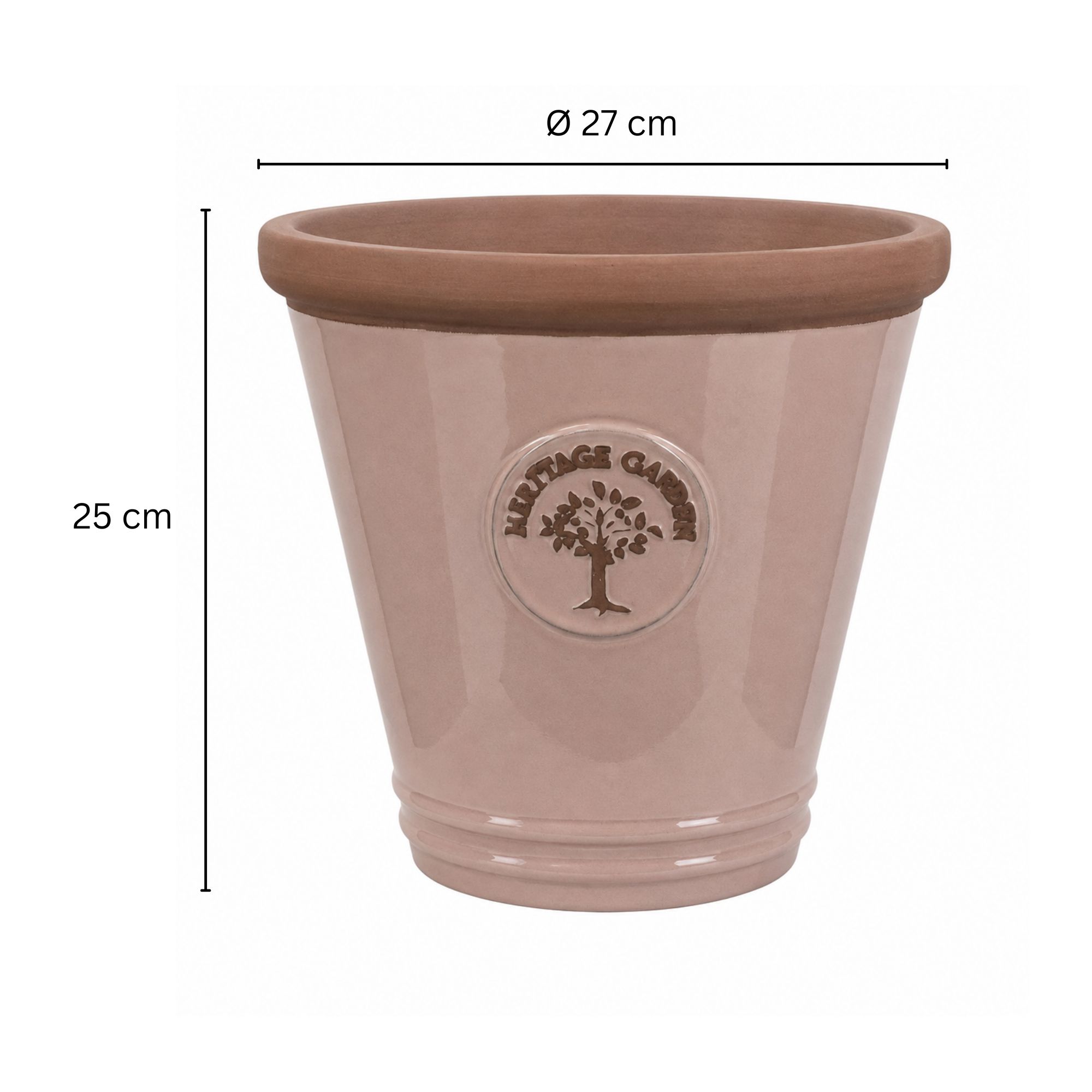 Terrakotta Pflanztopf - glasierter Blumentopf - Rose