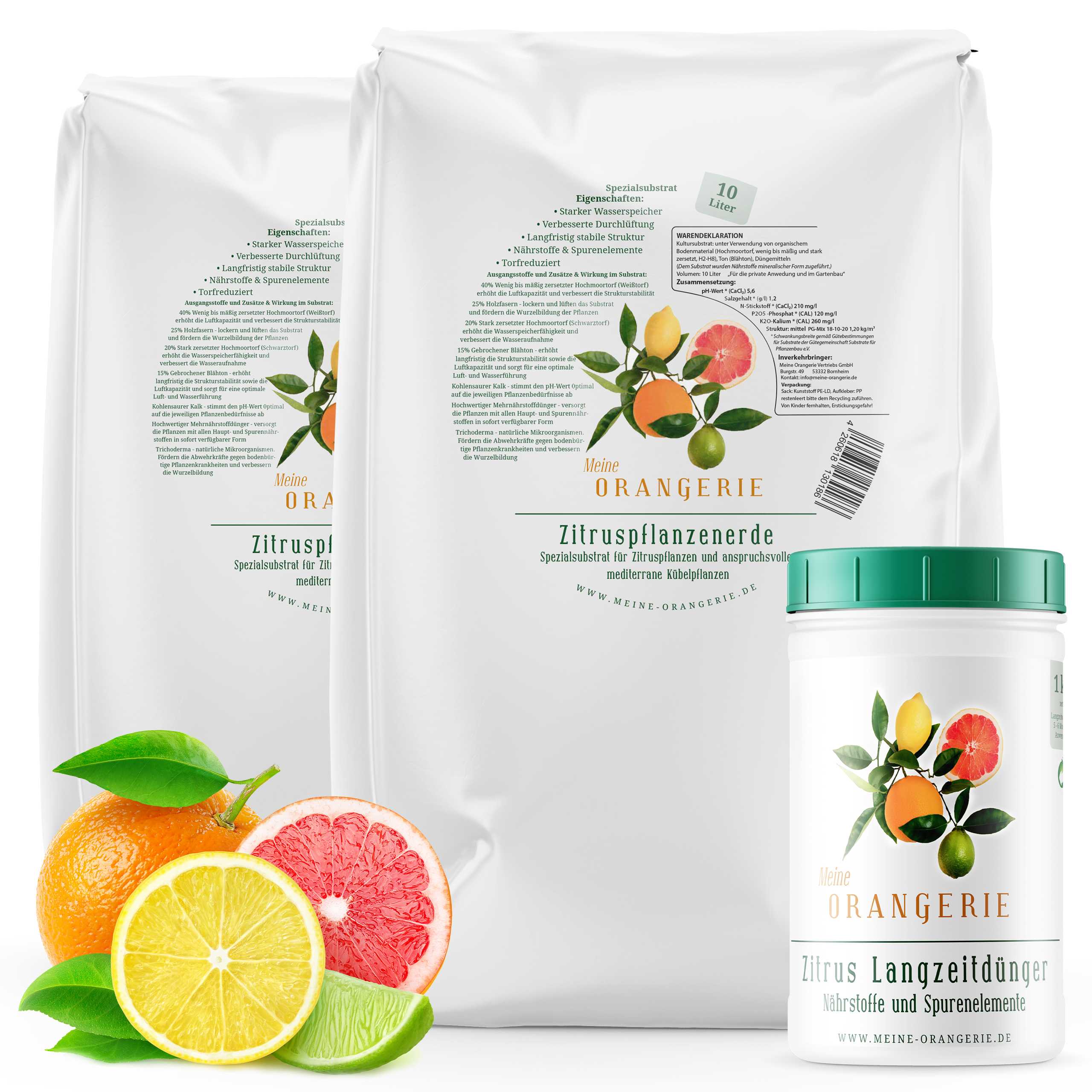 Citrus Umtopf-Paket [2x 10l Erde + 1kg Langzeitdünger]