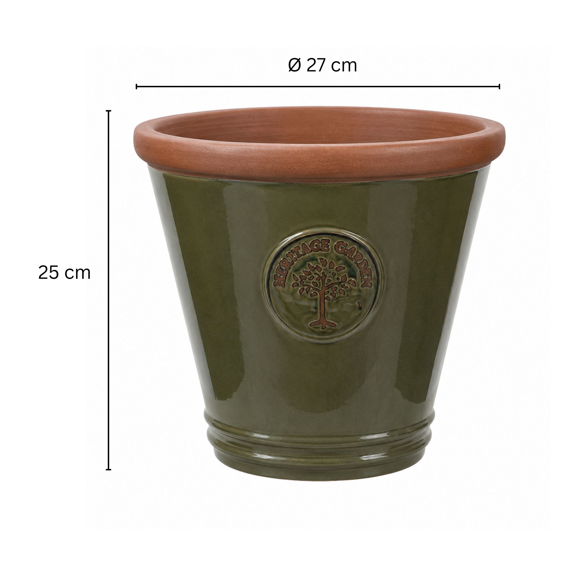 Terrakotta Pflanztopf - glasierter Blumentopf - Olive Green