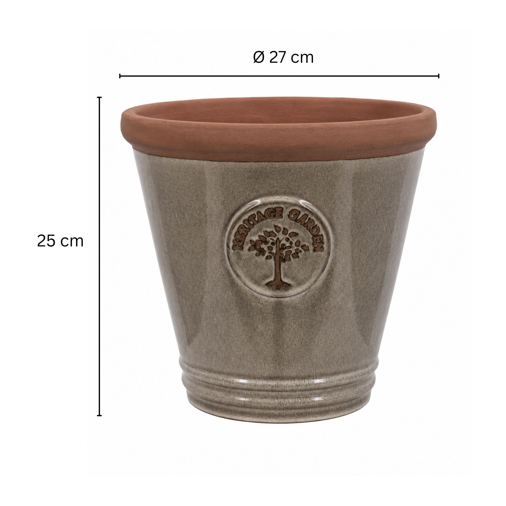 Terrakotta Pflanztopf - glasierter Blumentopf - Taupe